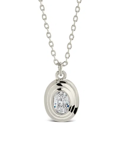 Sterling Forever Betsy Oval Cz Pendant Necklace In Metallic