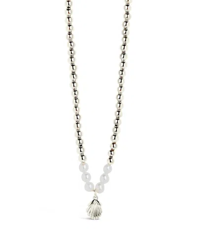 Sterling Forever Marjorie Pearl & Shell Pendant Necklace In Silver