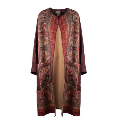 Pierre-louis Mascia Kimono Tapestry Effect In Wool In Brown