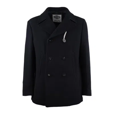Camplin Peacoat In Wool Blend In Black