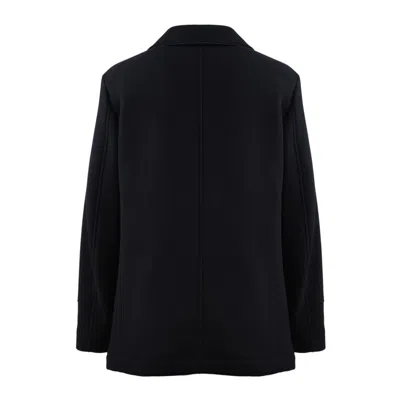 Camplin Peacoat In Wool Blend In Black
