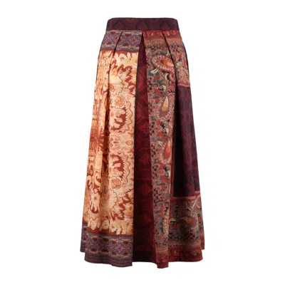 Pierre-louis Mascia Virgin Wool Tapestry Effect Skirt In Red