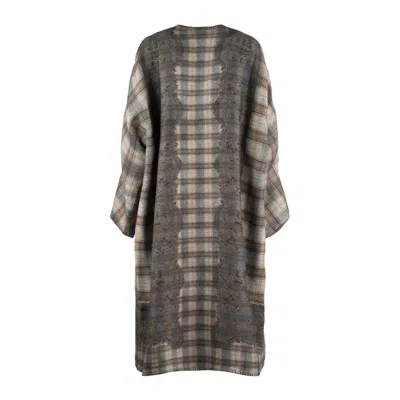 Pierre-louis Mascia Wool Plaid Patterned Kimono In Black