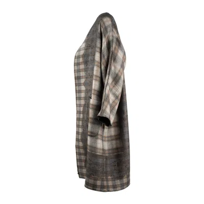 Pierre-louis Mascia Wool Plaid Patterned Kimono In Black