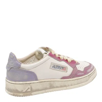 Autry Low-top Leather Sneakers With Vintage Effect In White