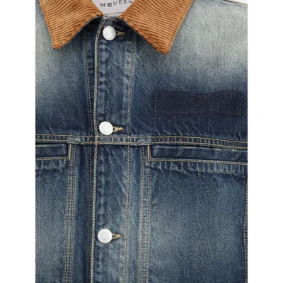 Alexander Mcqueen Trucker Jacket In Blue
