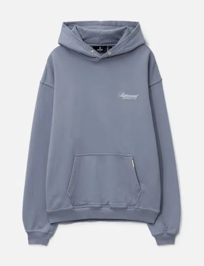 Represent Mens Owners Club Script Logo-print Cotton Hoody Dusty Blue In Gray