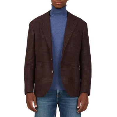 Brunello Cucinelli Tartan Wool Jacket In Brown