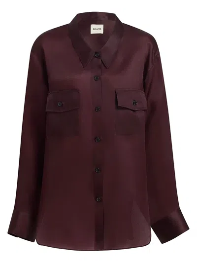 Khaite Matteo Organza Shirt In Burgundy