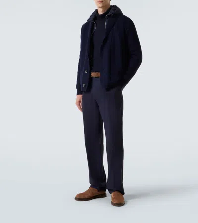 Herno Navy Blue Wool Jacket In Blue