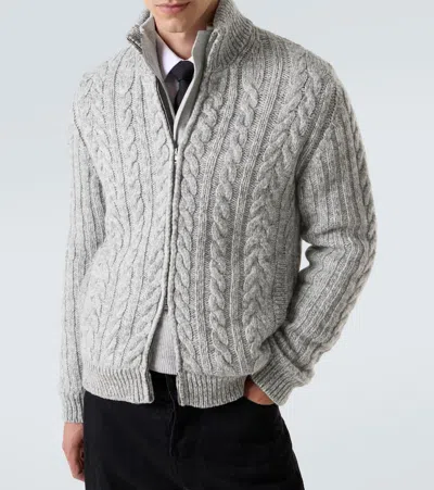 Herno Cable-knit Wool Jacket In Gray