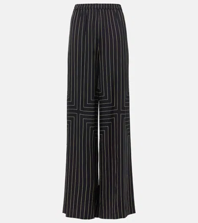 Joseph Hulin Wide-leg Geometric Crepe Trousers In Black