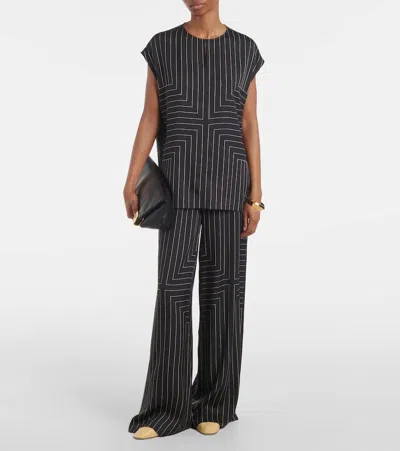 Joseph Hulin Wide-leg Geometric Crepe Trousers In Black