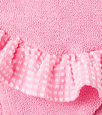 Hunza G Denise Gingham Ruffled Swimsuit In Pink