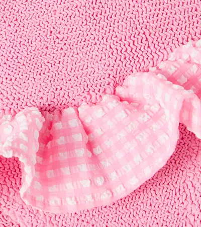Hunza G Denise Gingham Ruffled Swimsuit In Pink