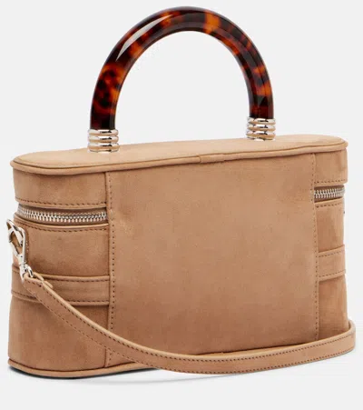 Roger Vivier Mini Rectangular Suede Vanity Handbag In Neutral