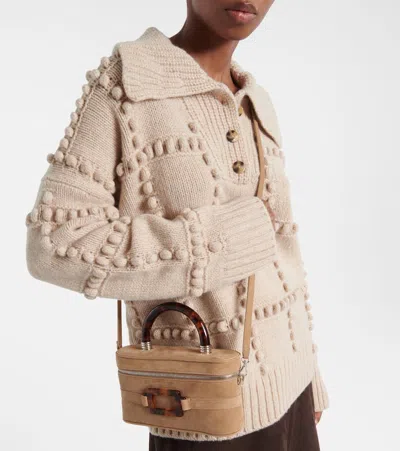 Roger Vivier Mini Rectangular Suede Vanity Handbag In Neutral