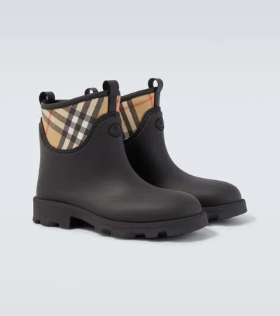 Burberry Marsh Stamp Rubber Ankle Boots In Black