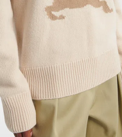 Burberry Wool-cashmere Blend Sweater With Contrasting Graphic In Gray