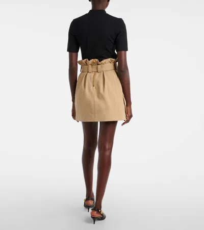 Balmain Gabardine Mini Skirt With Gold-tone Hardware In Neutral