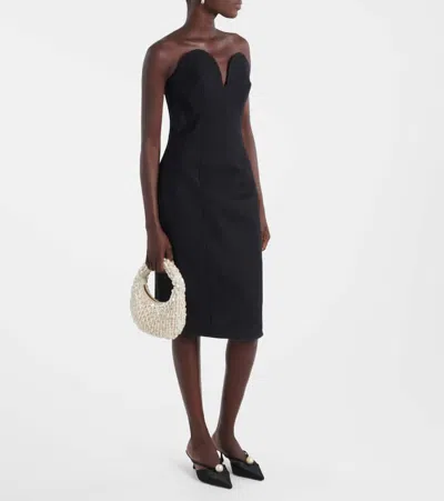 Jimmy Choo Pointed Toe Kitten Heel Sandals With Pearl Embellishment In Black