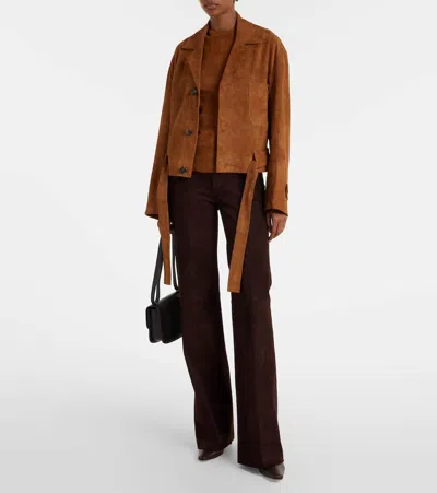Stouls Alfi Belted Cropped Suede Jacket In Brown