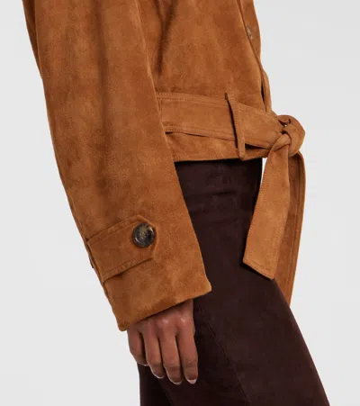 Stouls Alfi Belted Cropped Suede Jacket In Brown