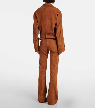 Stouls Alfi Belted Cropped Suede Jacket In Brown