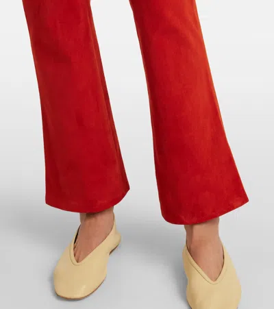Stouls Dean 22 Low-rise Suede Flared Pants In Red