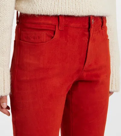 Stouls Dean 22 Low-rise Suede Flared Pants In Red