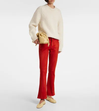 Stouls Dean 22 Low-rise Suede Flared Pants In Red