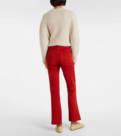 Stouls Dean 22 Low-rise Suede Flared Pants In Red