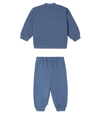 Molo Baby Embroidered Cotton Tracksuit In Blue