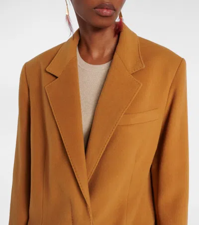 Isabel Marant Long Wool Blend Coat With Notched Lapels In Brown