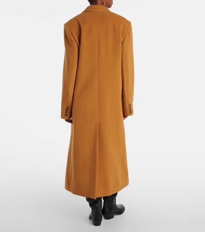 Isabel Marant Long Wool Blend Coat With Notched Lapels In Brown
