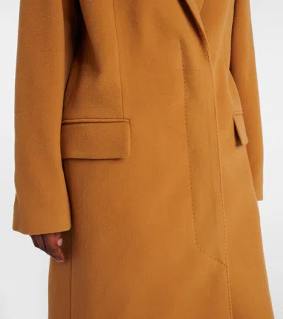 Isabel Marant Long Wool Blend Coat With Notched Lapels In Brown