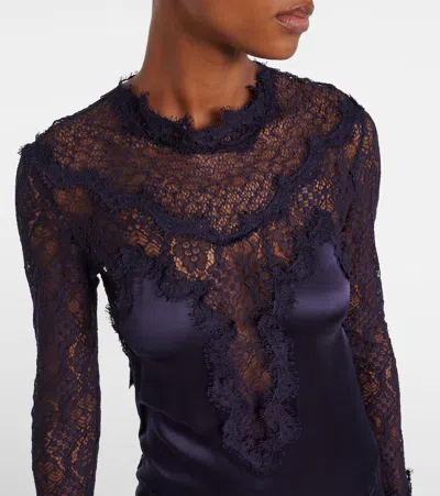 Isabel Marant Dolores Lacy Satin Dress In Black