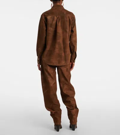 Isabel Marant Étoile Karima Faux Leather Overshirt In Brown