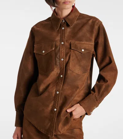 Isabel Marant Étoile Karima Faux Leather Overshirt In Brown
