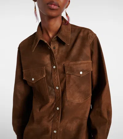 Isabel Marant Étoile Karima Faux Leather Overshirt In Brown