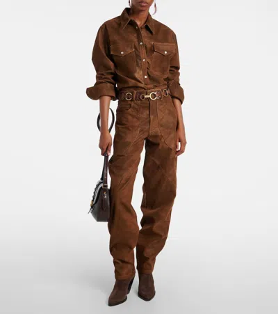 Isabel Marant Étoile Karima Faux Leather Overshirt In Brown