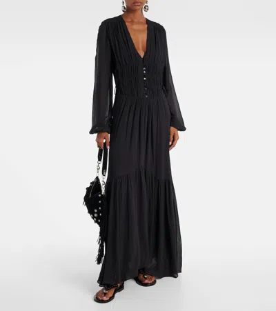 Isabel Marant Étoile Black Georgette Briane Long Dress In Black