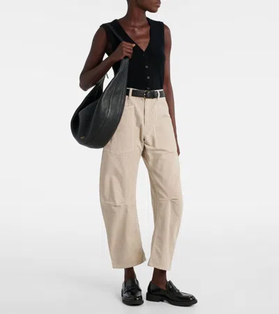 Nili Lotan Shon Cotton And Linen-blend Twill Tapered Pants In White