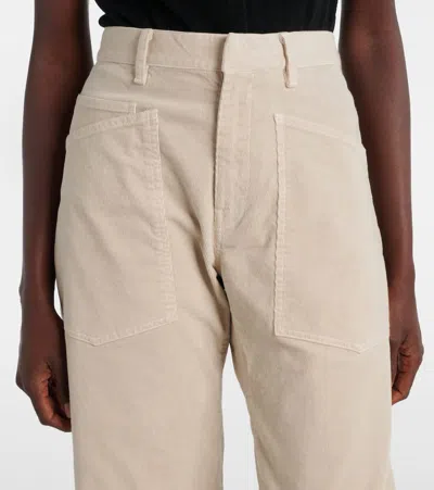 Nili Lotan Shon Cotton And Linen-blend Twill Tapered Pants In White