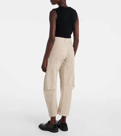 Nili Lotan Shon Cotton And Linen-blend Twill Tapered Pants In White