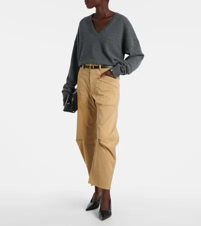 Nili Lotan Shon Barrel-leg Cotton Chino Pants In Pattern