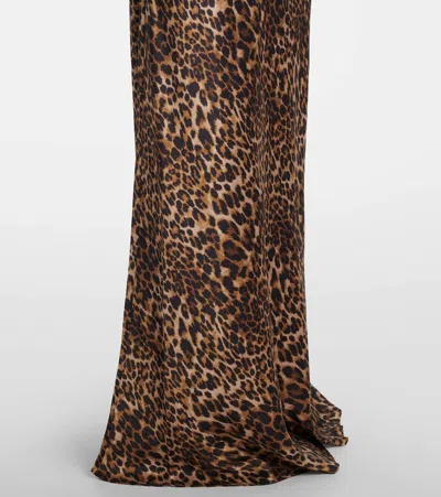 Nili Lotan Ira Leopard-print Silk-charmeuse Gown In Burgundy