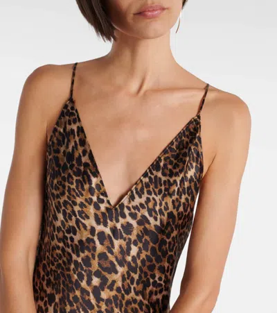 Nili Lotan Ira Leopard-print Silk-charmeuse Gown In Burgundy