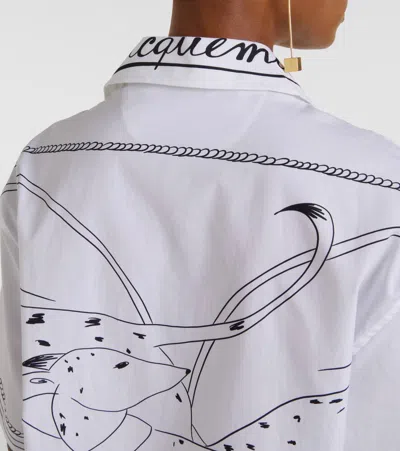 Jacquemus Chemise Jean Printed Cotton Shirt In White