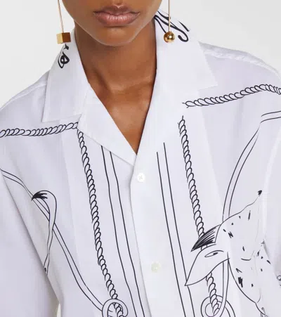 Jacquemus Chemise Jean Printed Cotton Shirt In White